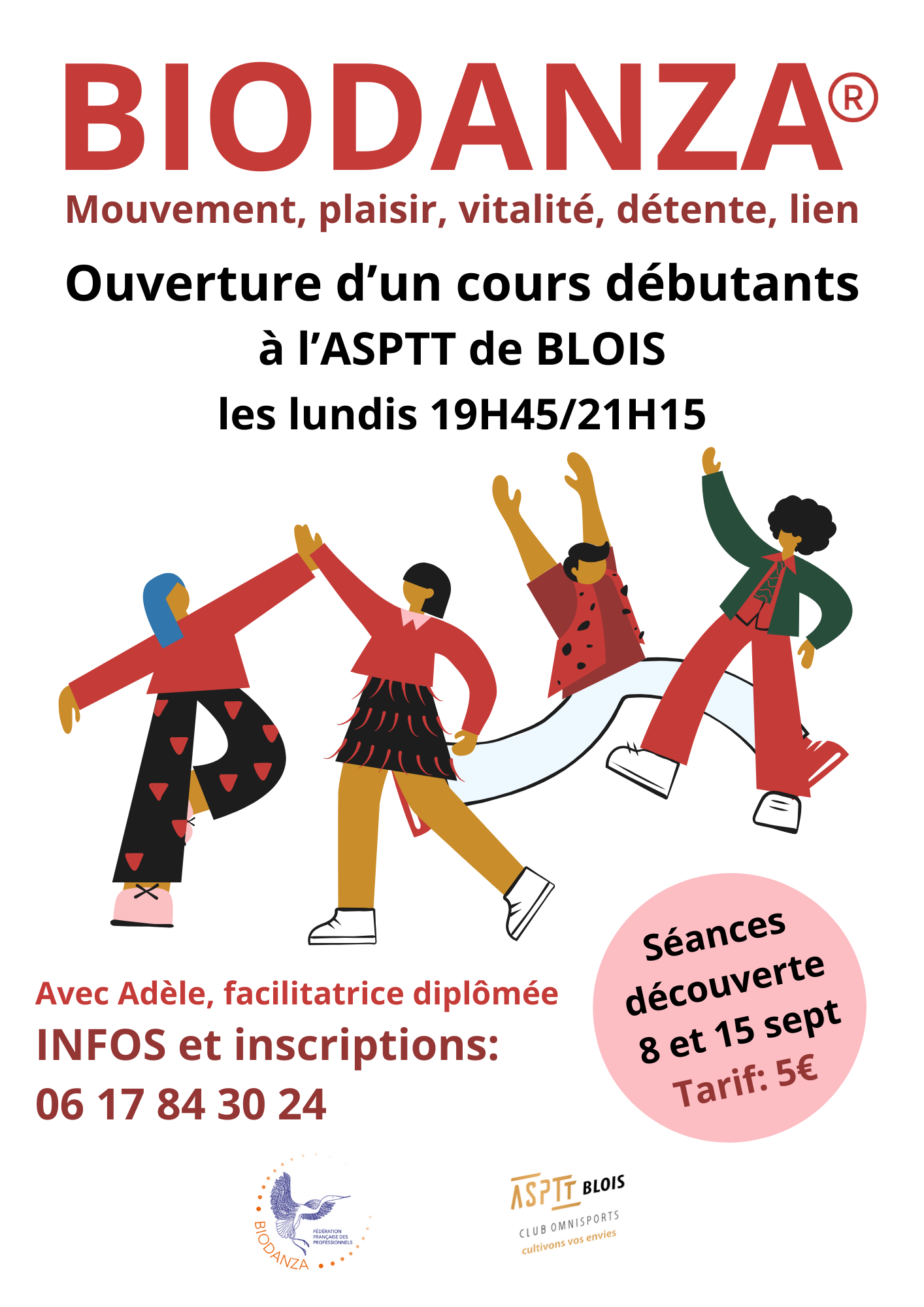 affiche Biodanza débutants ASPTT Blois
